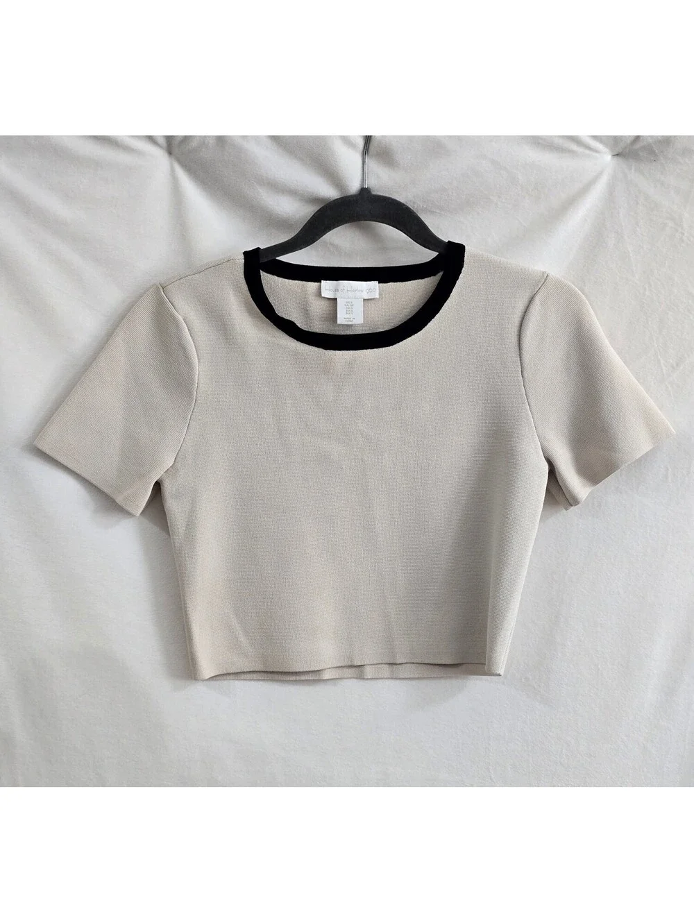 House of Harlow 1960 Beige and Black Crop Top and Mini Skirt Set, Size S